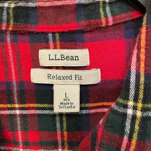 LL Bean Women’s Scotch Plaid Flannel Tunic, Relaxed, size Large - Picture 4 of 5
